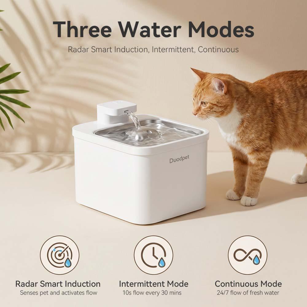 Duodpet W01-K Stainless Steel Cordless Pet Fountain